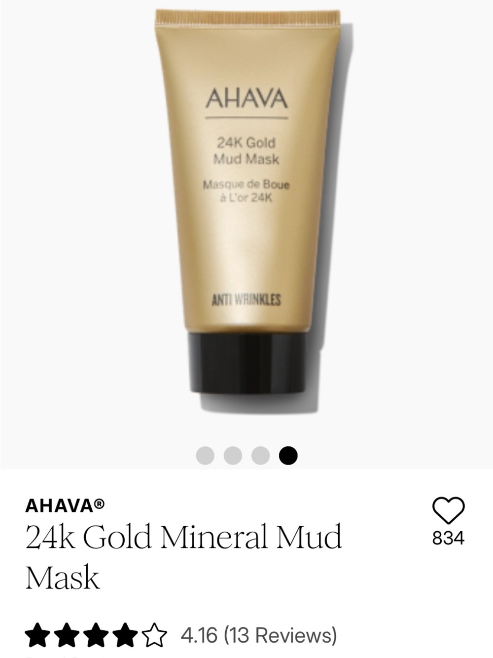 AHAVA® 24k Gold Mineral Mud Mask  ‎1.7 fl.oz | ‎50 ml